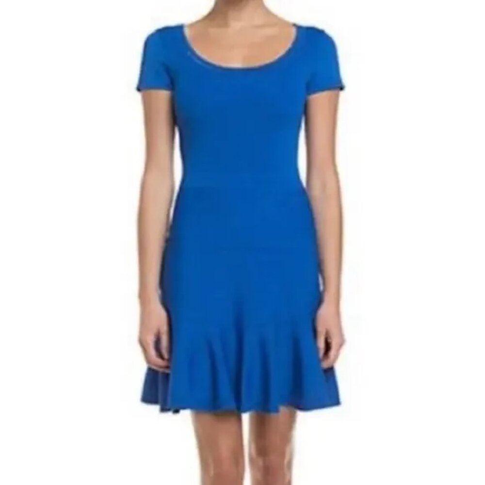 Diane Von Furstenberg - Cobalt Blue Short Sleeve Knit Dress Small